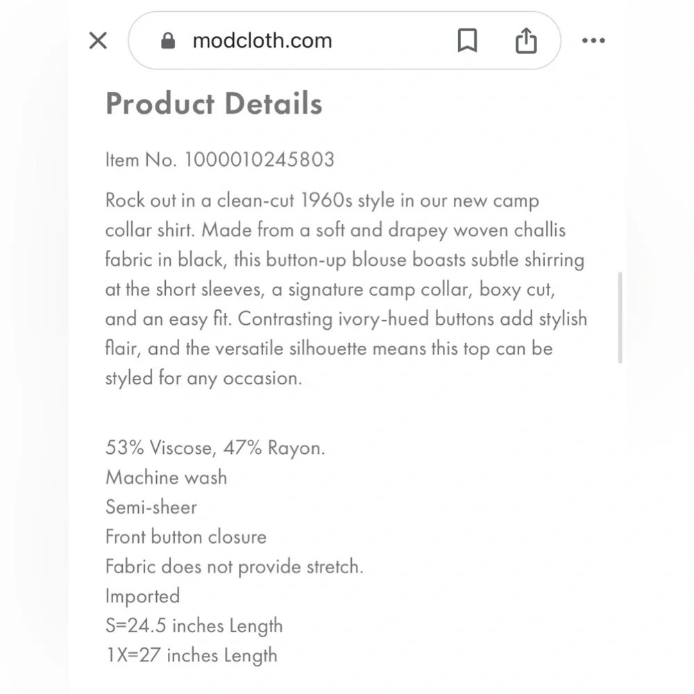 MODCLOTH Call It A Classic Camp Collar Shirt in Black - Picture 8 of 8